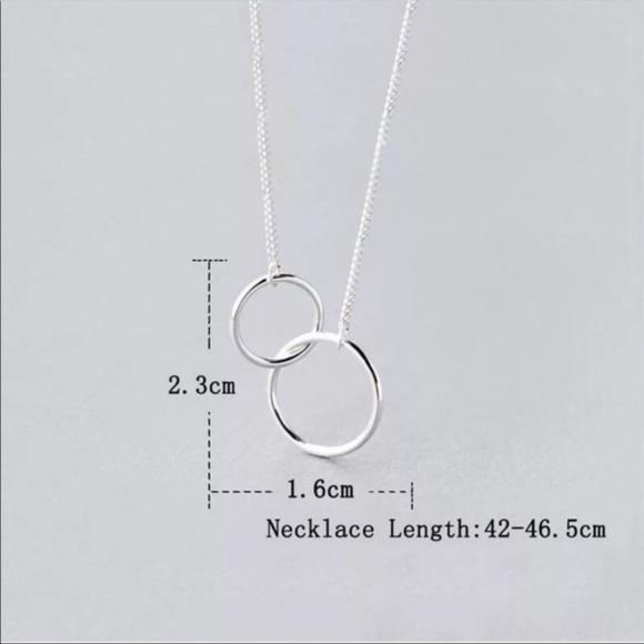 NEW 925 STERLING SILVER DOUBLE CIRCLE NECKLACE, NICE NECKLACE, CUTE NECKLACE - Picture 5 of 6